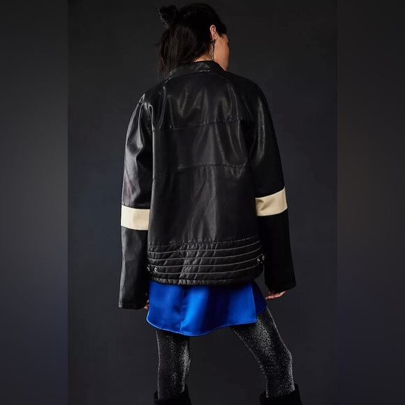 NWOT FREE PEOPLE We The Free Ryder Sport Vegan Moto Jacket MSRP $198 Size XL - Picture 5 of 16